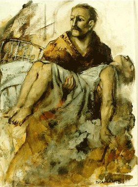 Johannes von Gott trägt ein krankes Kind – Gemälde von Onofrio Bramante (Archiv Barmherzige Brüder )