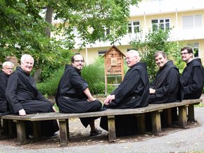 Barmherzige Brüder im Patientengarten des Regensburger Krankenhauses ((c) de-Agentur )