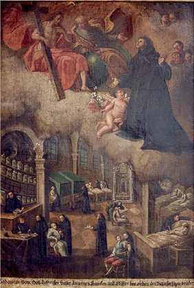 „Johannes von Gott, liebreicher Vater der armen Kranken und Stifter des Ordens der Barmherzigen Brüder, Gemälde , Wien (Barmherzige Brüder Provinzialat Wien )